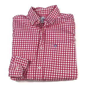 BF119 Mens Southern Tide Gingham Print Slim Fit Button Down Shirt XS